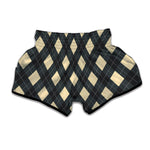 Spruce Blue And Beige Argyle Print Muay Thai Boxing Shorts