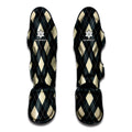 Spruce Blue And Beige Argyle Print Muay Thai Shin Guards