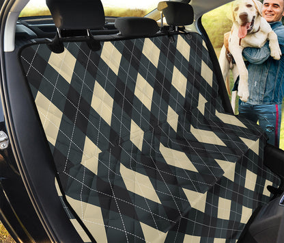 Spruce Blue And Beige Argyle Print Pet Car Back Seat Cover
