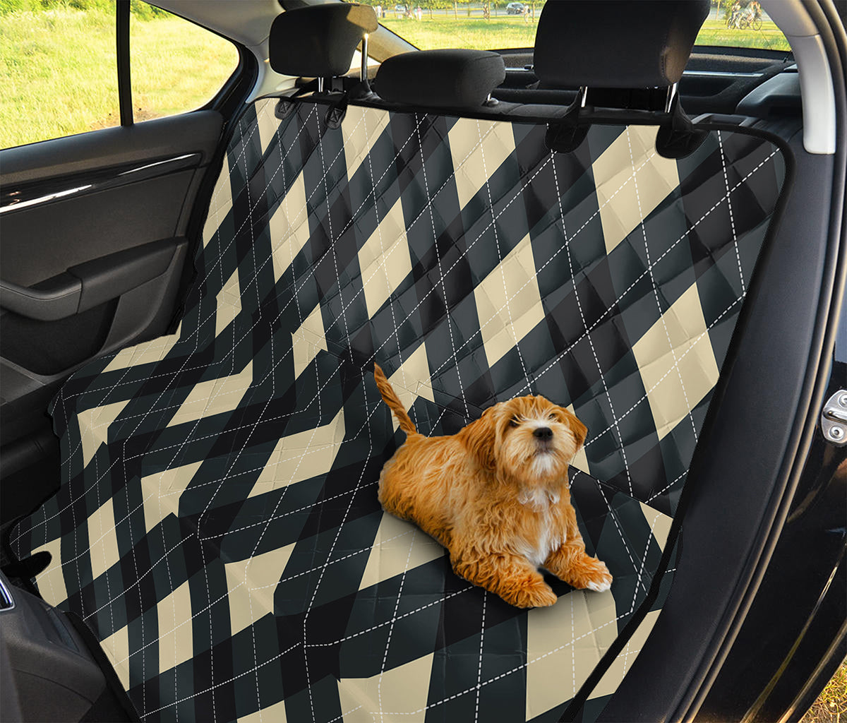 Spruce Blue And Beige Argyle Print Pet Car Back Seat Cover