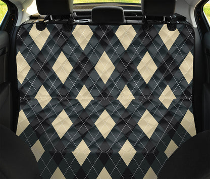 Spruce Blue And Beige Argyle Print Pet Car Back Seat Cover