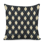 Spruce Blue And Beige Argyle Print Pillow Cover