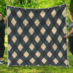 Spruce Blue And Beige Argyle Print Quilt
