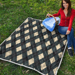 Spruce Blue And Beige Argyle Print Quilt