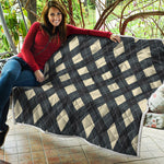 Spruce Blue And Beige Argyle Print Quilt