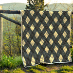 Spruce Blue And Beige Argyle Print Quilt
