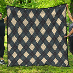 Spruce Blue And Beige Argyle Print Quilt