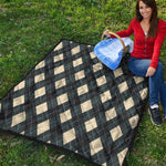 Spruce Blue And Beige Argyle Print Quilt