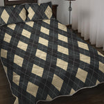 Spruce Blue And Beige Argyle Print Quilt Bed Set