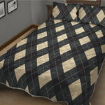Spruce Blue And Beige Argyle Print Quilt Bed Set