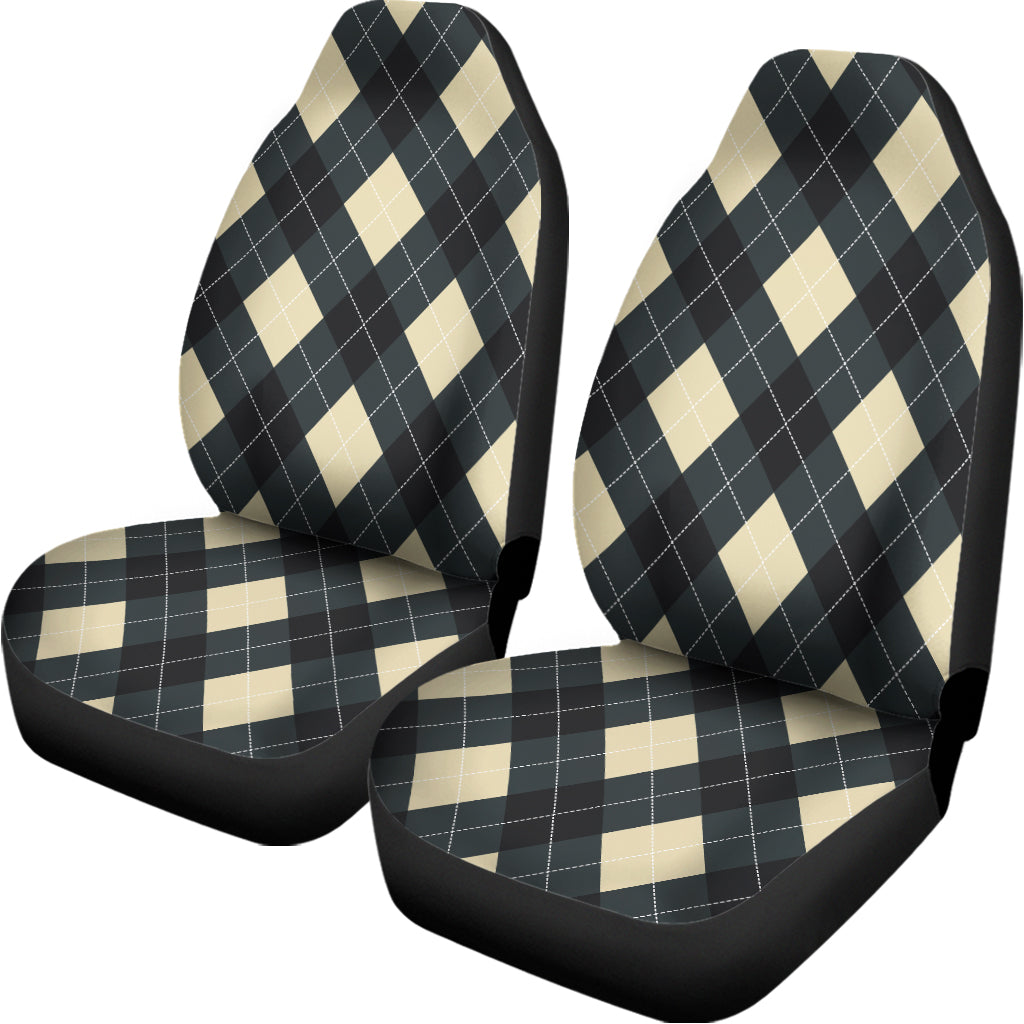 Spruce Blue And Beige Argyle Print Universal Fit Car Seat Covers