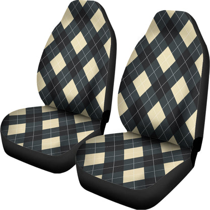 Spruce Blue And Beige Argyle Print Universal Fit Car Seat Covers
