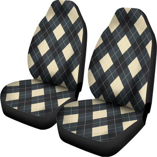 Spruce Blue And Beige Argyle Print Universal Fit Car Seat Covers