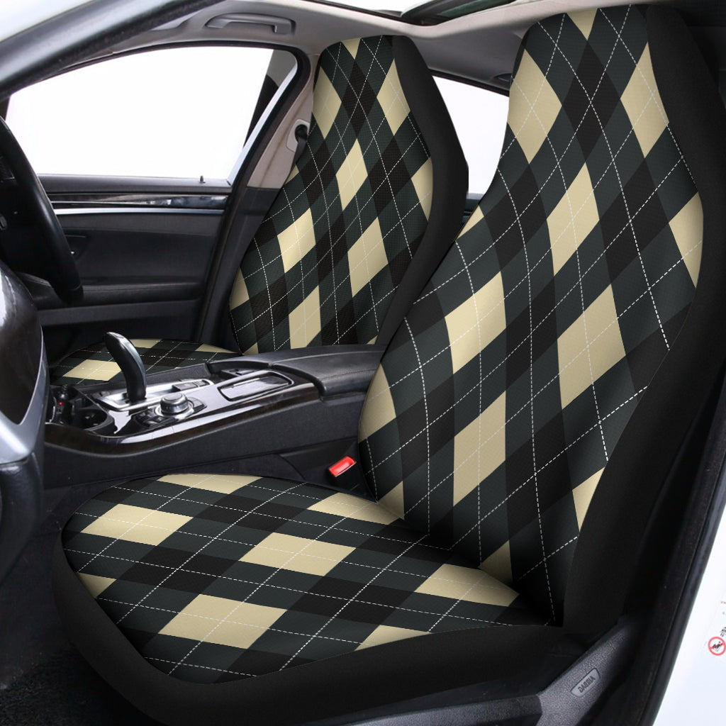 Spruce Blue And Beige Argyle Print Universal Fit Car Seat Covers