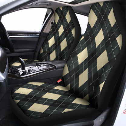 Spruce Blue And Beige Argyle Print Universal Fit Car Seat Covers