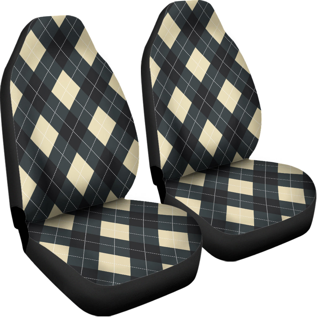 Spruce Blue And Beige Argyle Print Universal Fit Car Seat Covers