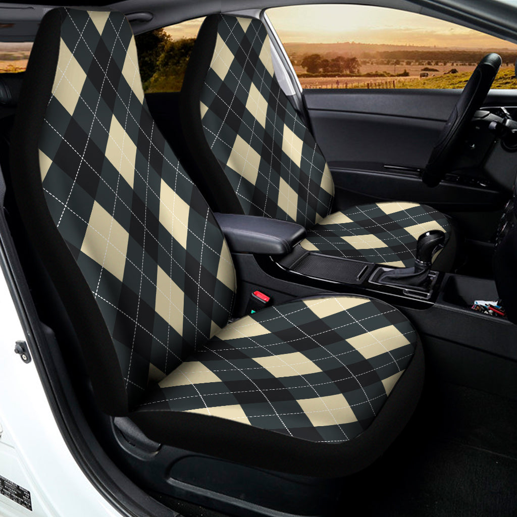 Spruce Blue And Beige Argyle Print Universal Fit Car Seat Covers