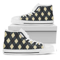 Spruce Blue And Beige Argyle Print White High Top Sneakers