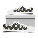 Spruce Blue And Beige Argyle Print White Low Top Shoes