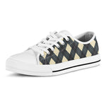 Spruce Blue And Beige Argyle Print White Low Top Shoes