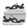 Spruce Blue And Beige Argyle Print White Running Shoes