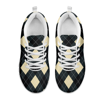 Spruce Blue And Beige Argyle Print White Sneakers
