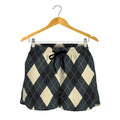 Spruce Blue And Beige Argyle Print Women's Shorts