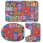Square Bohemian Mandala Patchwork Print 3 Piece Bath Mat Set