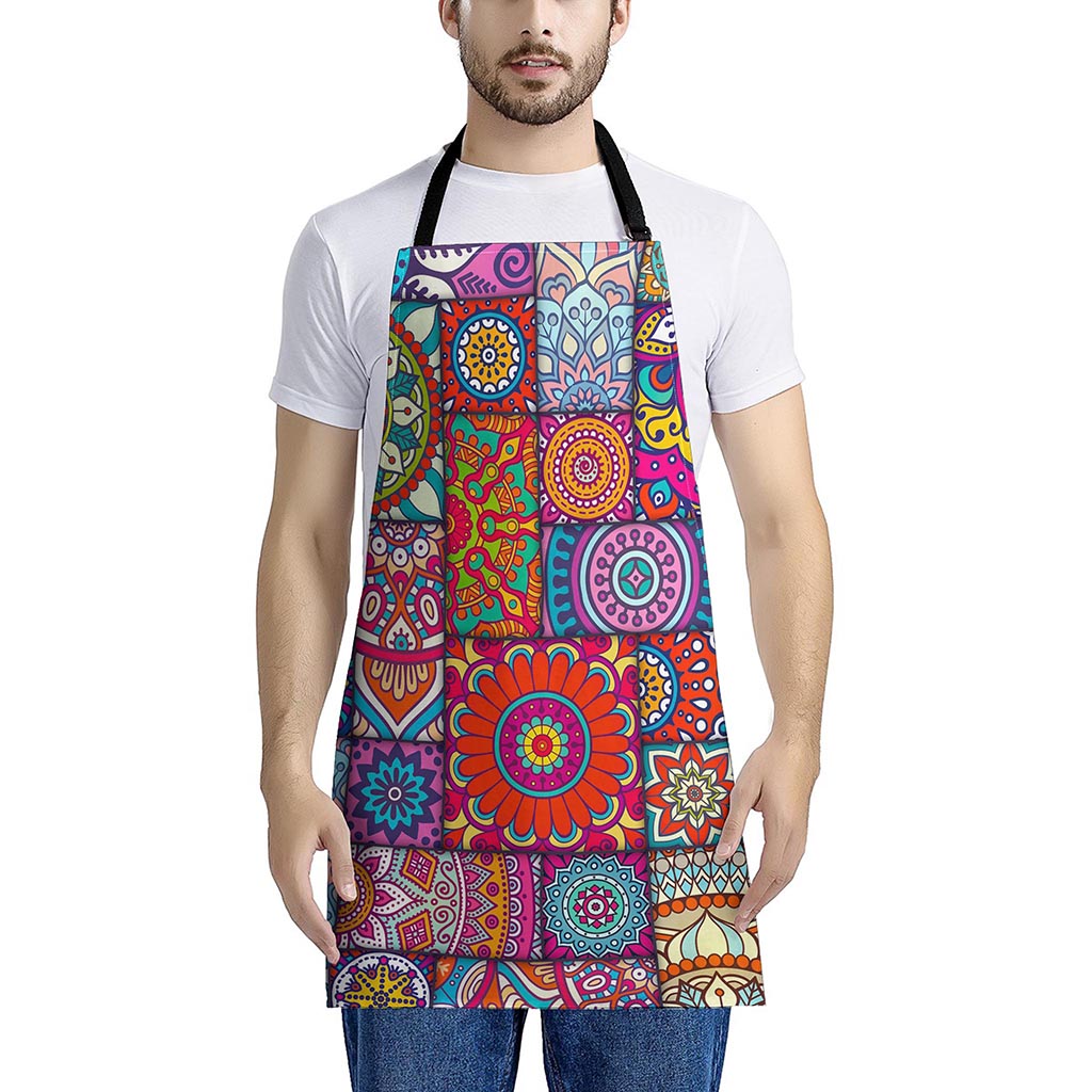 Square Bohemian Mandala Patchwork Print Apron