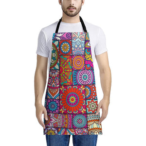 Square Bohemian Mandala Patchwork Print Apron