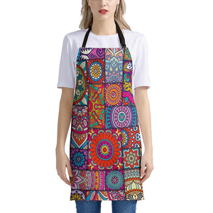 Square Bohemian Mandala Patchwork Print Apron