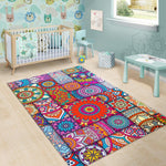 Square Bohemian Mandala Patchwork Print Area Rug GearFrost