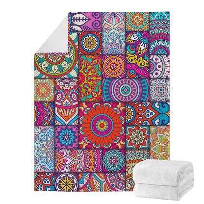 Square Bohemian Mandala Patchwork Print Blanket