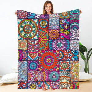 Square Bohemian Mandala Patchwork Print Blanket