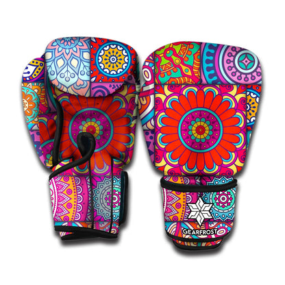 Square Bohemian Mandala Patchwork Print Boxing Gloves