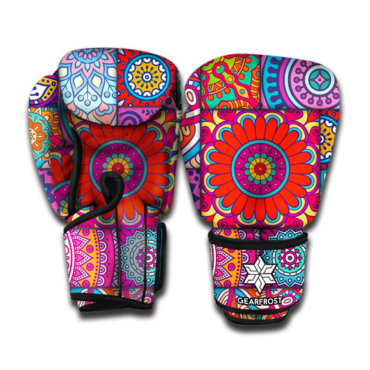 Square Bohemian Mandala Patchwork Print Boxing Gloves