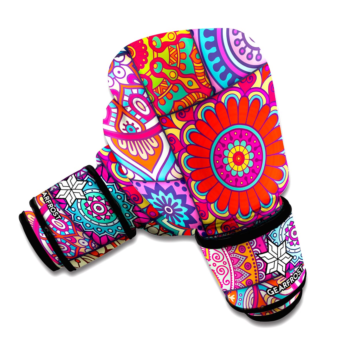 Square Bohemian Mandala Patchwork Print Boxing Gloves