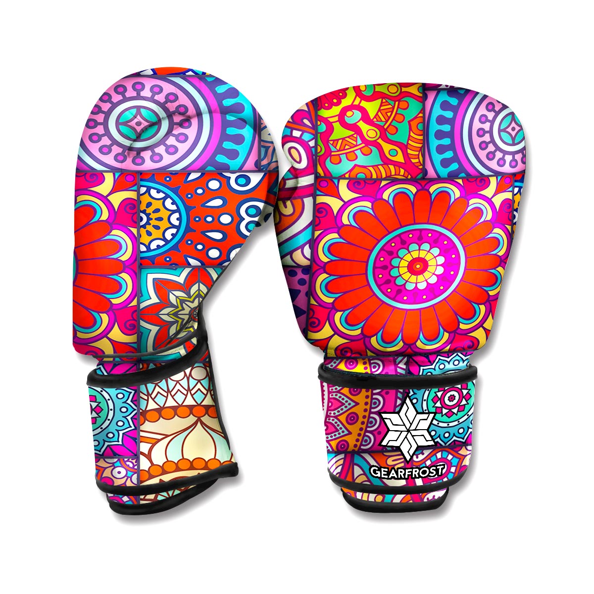 Square Bohemian Mandala Patchwork Print Boxing Gloves