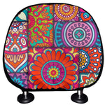Square Bohemian Mandala Patchwork Print Car Headrest Covers
