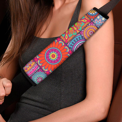 Square Bohemian Mandala Patchwork Print Car Seat Belt Covers