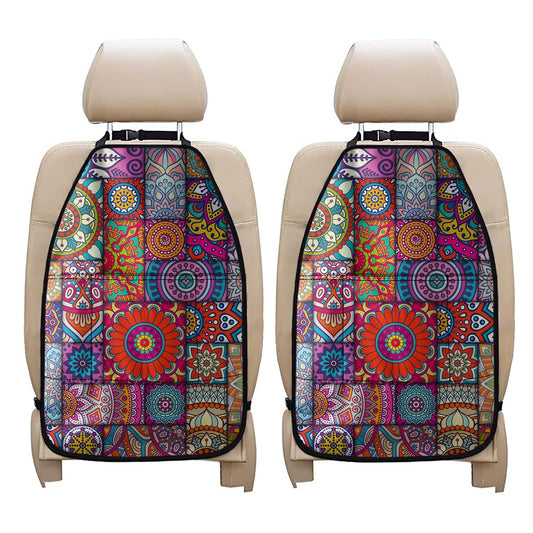 Square Bohemian Mandala Patchwork Print Car Seat Organizers