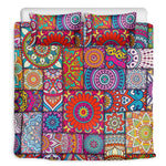 Square Bohemian Mandala Patchwork Print Duvet Cover Bedding Set