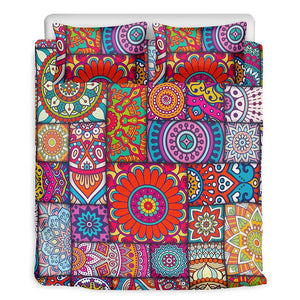 Square Bohemian Mandala Patchwork Print Duvet Cover Bedding Set