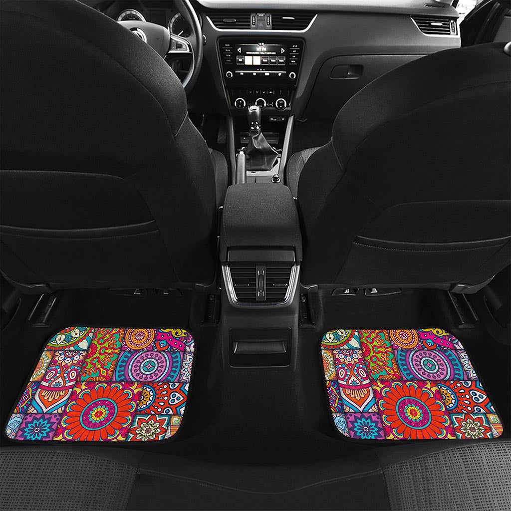 Square Bohemian Mandala Patchwork Print Front and Back Car Floor Mats