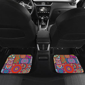 Square Bohemian Mandala Patchwork Print Front and Back Car Floor Mats