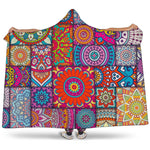 Square Bohemian Mandala Patchwork Print Hooded Blanket