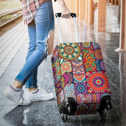 Square Bohemian Mandala Patchwork Print Luggage Cover GearFrost