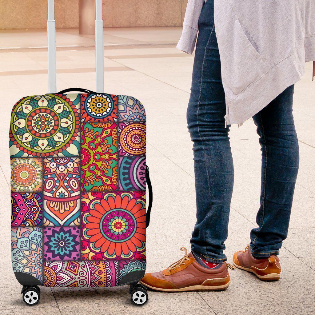 Square Bohemian Mandala Patchwork Print Luggage Cover GearFrost