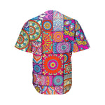 Square Bohemian Mandala Patchwork Print Men's Baseball Jersey