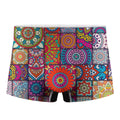 Square Bohemian Mandala Patchwork Print Men's Boxer Briefs